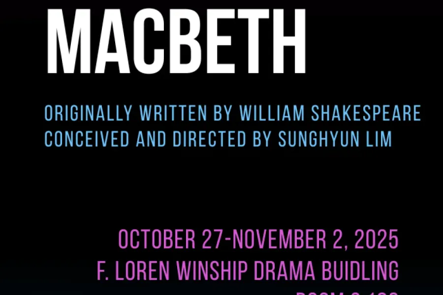 Black, blue and purple graphic for the Studio Series production of MACBETH